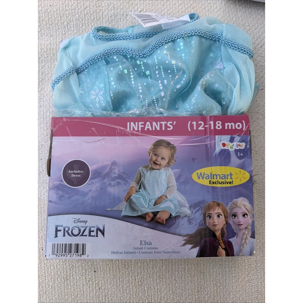 Disney Frozen Elsa Baby Costume 12-18 Months Blue Dress Cape Disguise Halloween